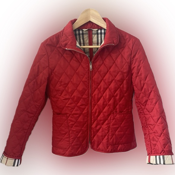 Burberry Jackets & Blazers - BURBERRY LONDON RED  QUILTED JACKET SIZE SMALL